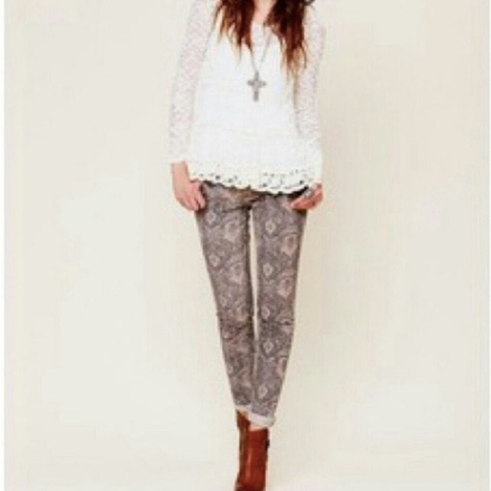 Free People Corduroy Paisley Boho Pants - Size 26